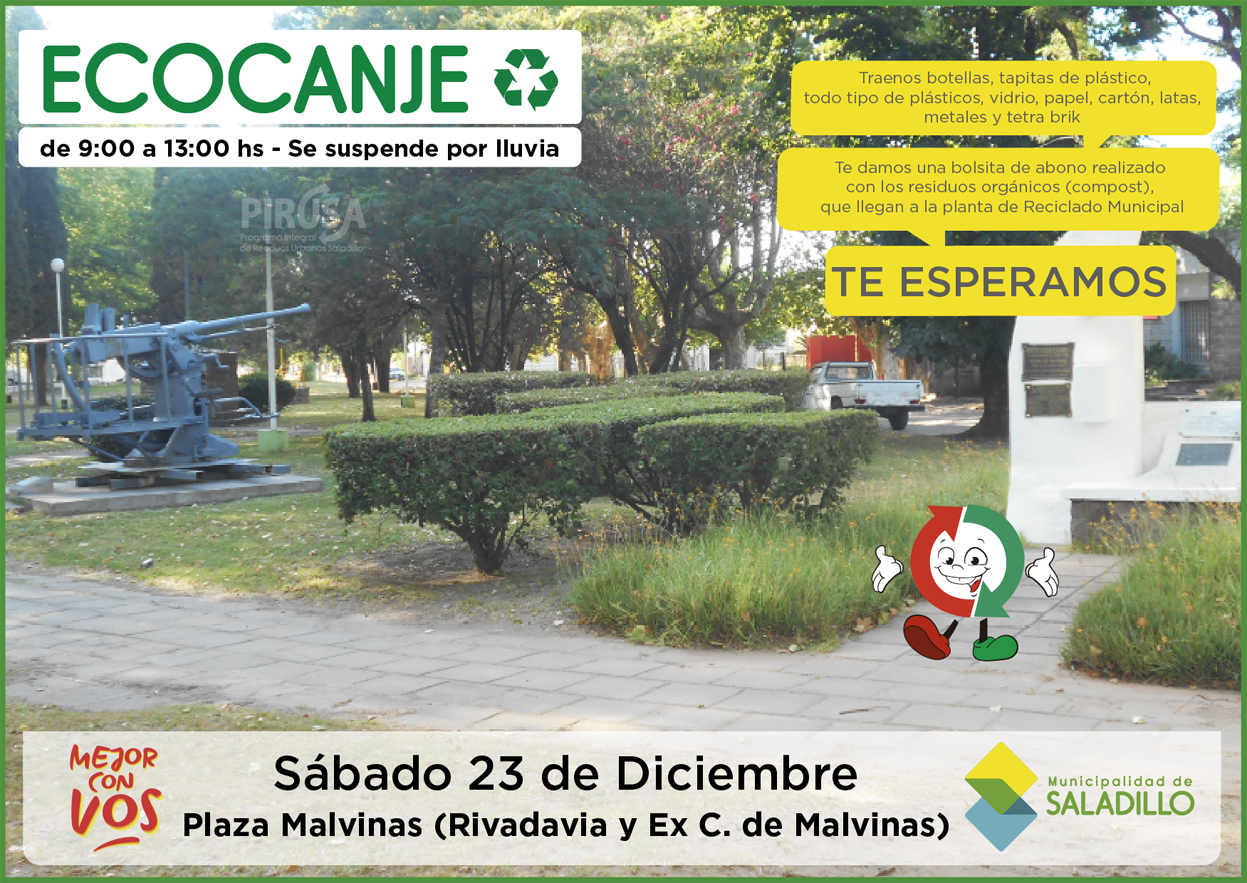 23 de diciembre – Ecocanje Plaza «Malvinas Argentinas».-