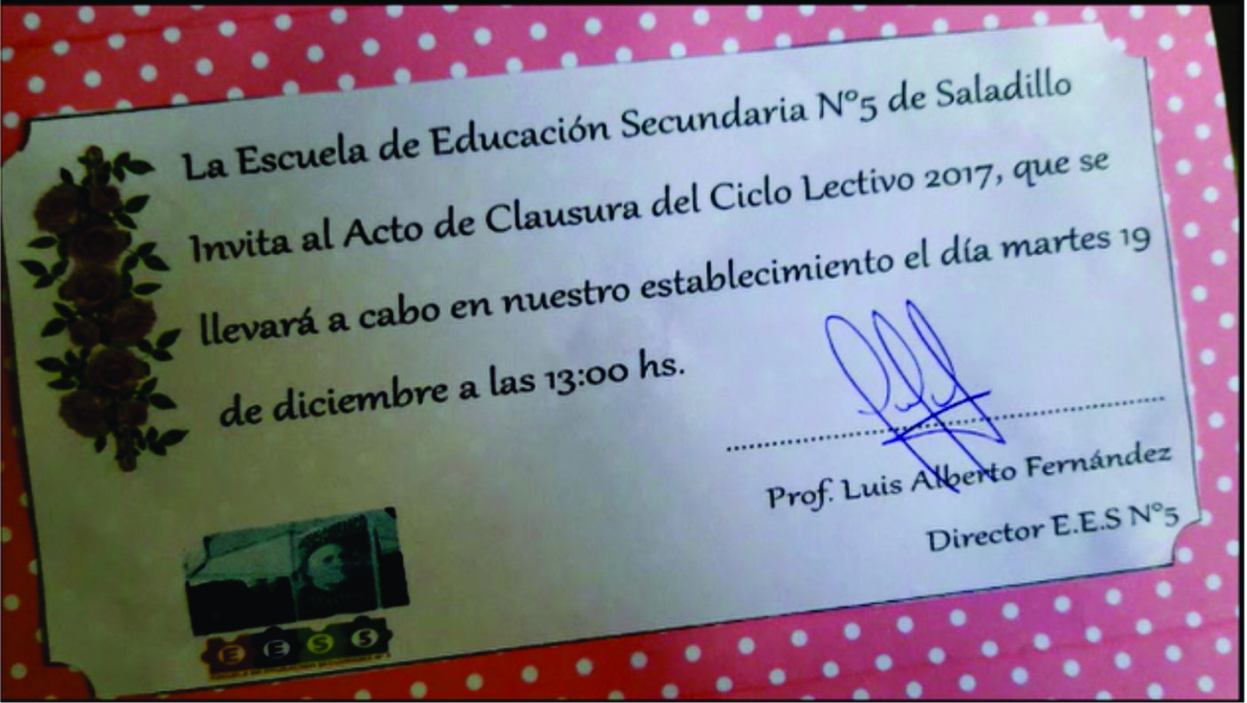 19 de diciembre. Acto de clausura del Ciclo Lectivo 2017.-