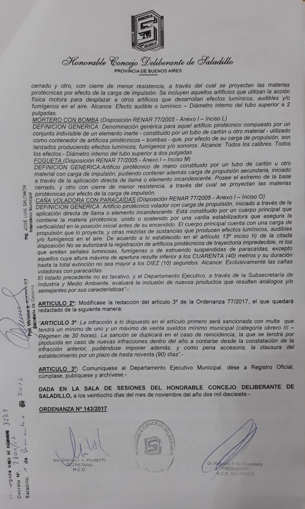 Nuevas disposiciones sobre la venta de pirotecnia.-