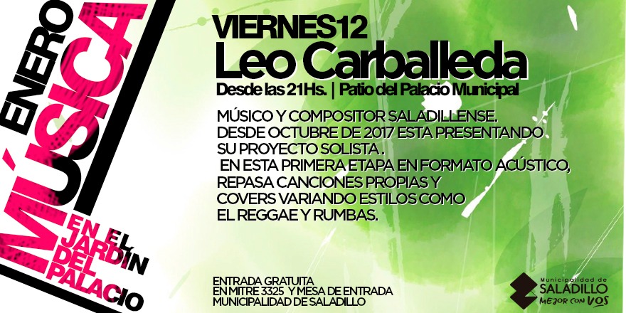 12 de enero.Leo Carballeda el viernes en “Música en el jardín del Palacio”.-