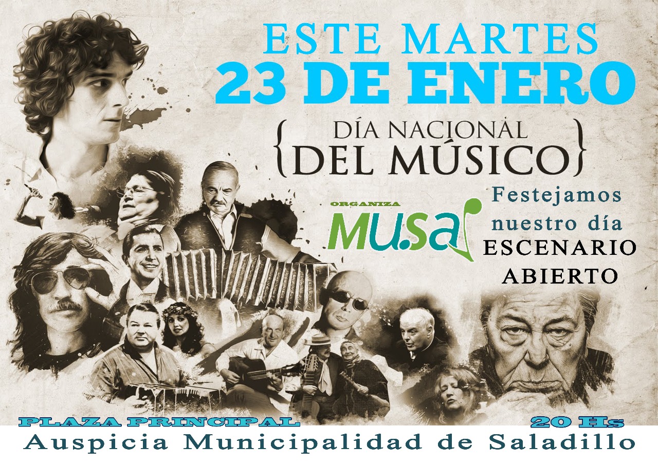 23 de enero – En la Plaza Principal  actividad por el Día Nacional del Músico.-