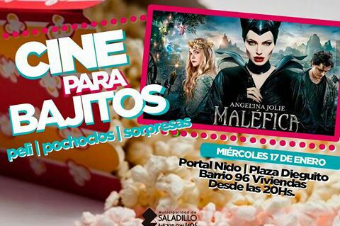 17 de enero – Cine para bajitos en el Parque Dieguito, Barrio 96 Viviendas .-