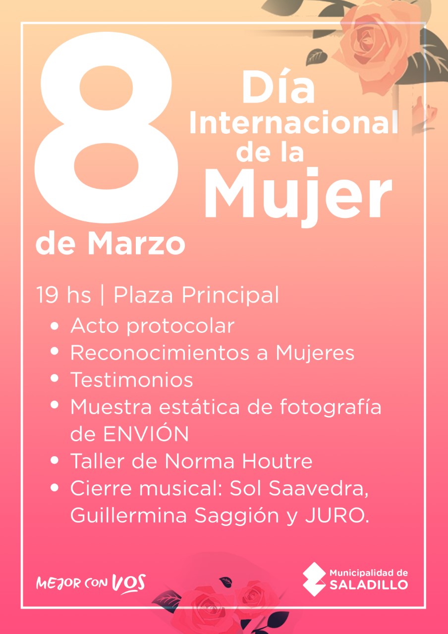 8 de marzo. Día de la Mujer: acto en Saladillo.-