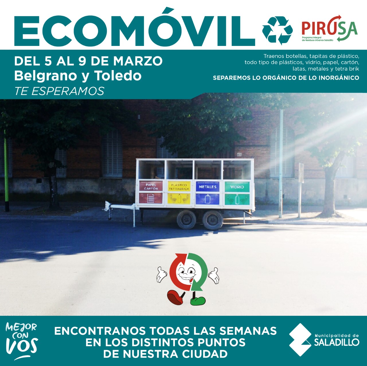 5 a 9 de marzo. ECOMOVIL en Belgrano y Toledo.-