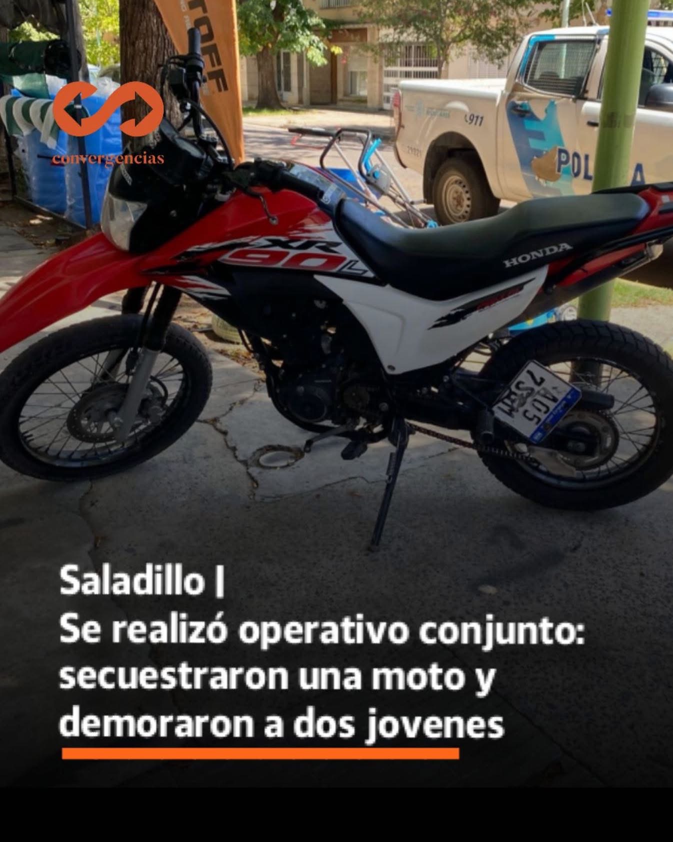 Saladillo | Se realizó operativo conjunto: secuestraron una moto con denuncia de robo  en Morón  y demoraron a dos jóvenes .