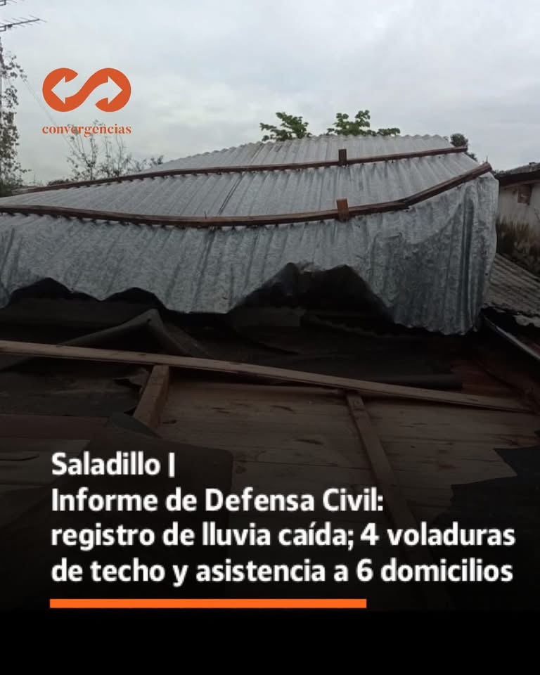 Saladillo | Informe de Defensa Civil: registro de lluvia caída; 4 voladuras de techo y asistencia a 6 domicilios.-