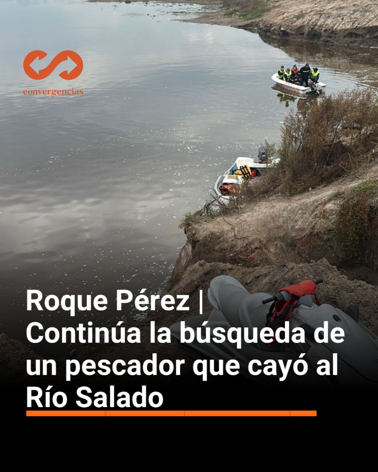 Roque Pérez | Continúa la búsqueda de un pescador que cayó al Río Salado.-