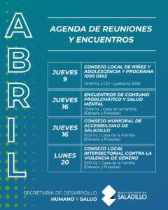 Encuentros programados para abril.-