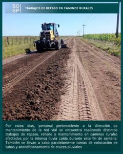 Trabajos de repaso en caminos rurales.-