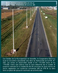 Saladillo | Avanza una nueva obra de iluminación LED sobre la Ruta Nacional 205.-