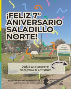 Saladillo | Saladillo Norte celebrará su 7° aniversario con tres jornadas de actividades.-