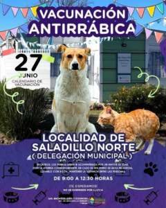 27 de Junio | Vacunación antirrábica en Saladillo Norte.-