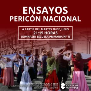Convocan a los ensayos del Pericón Nacional de cara a los festejos patrios.-