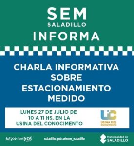 SEM Saladillo brindará una charla informativa sobre el Estacionamiento Medido.-