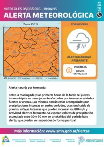 Saladillo | Alerta meteorológica : alerta naranja y amarillo por tormentas.-