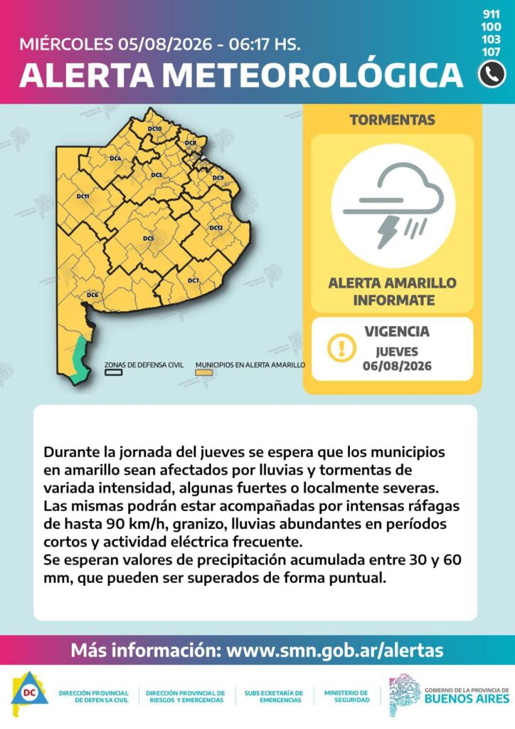 Saladillo | Alerta amarilla por tormentas.-