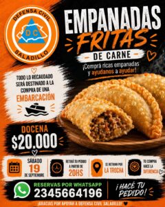 Defensa Civil Saladillo lanza una propuesta solidaria de empanadas fritas para sumar una embarcación.-