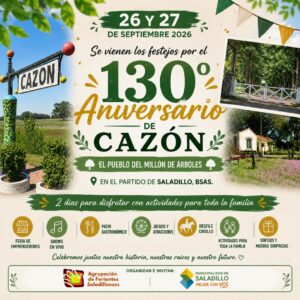 Festejos por el 130 aniversario de la fundación de la localidad de Cazón.-