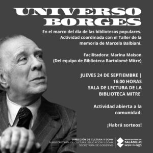 Día de las bibliotecas populares: taller de memoria "Universo Borges".-