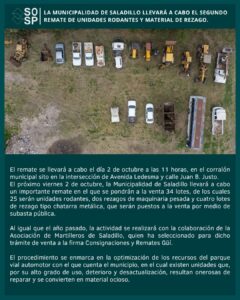 La Municipalidad de Saladillo llevará a cabo el segundo remate de unidades rodantes y material de rezago.-