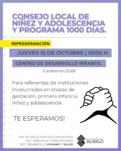 Encuentro de octubre - Consejo local de niñez y adolescencia y programa 1000 días.-