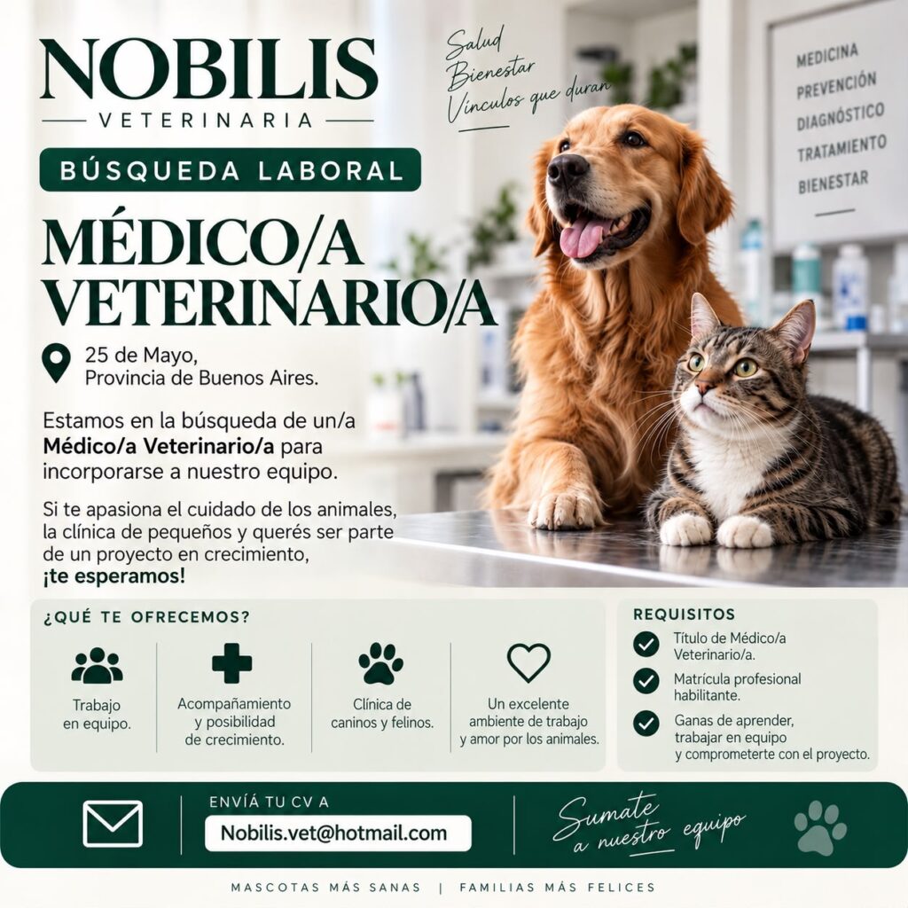 Búsqueda laboral | Médico/a Veterinario/a en 25 de Mayo.-