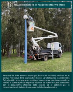 Recambio lumínico en el Parque Recreativo Cazón.-