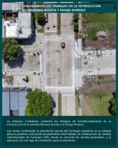 Comenzaron los trabajos en la intersección Av.Mariano Acosta y Pasaje Moreno.-